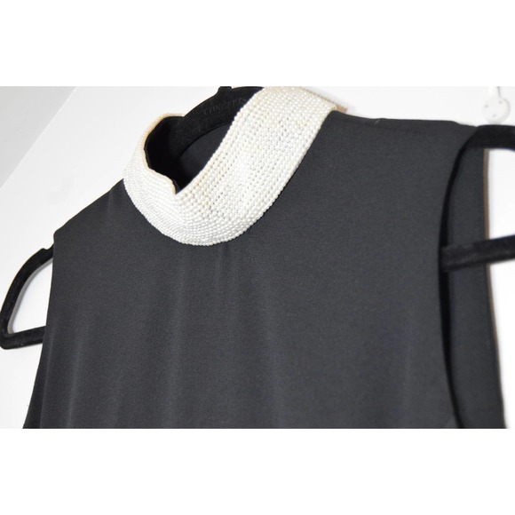 Vintage Little Black Dress Midi Evan Picone Beaded Collar Size 12 - Picture 4 of 7